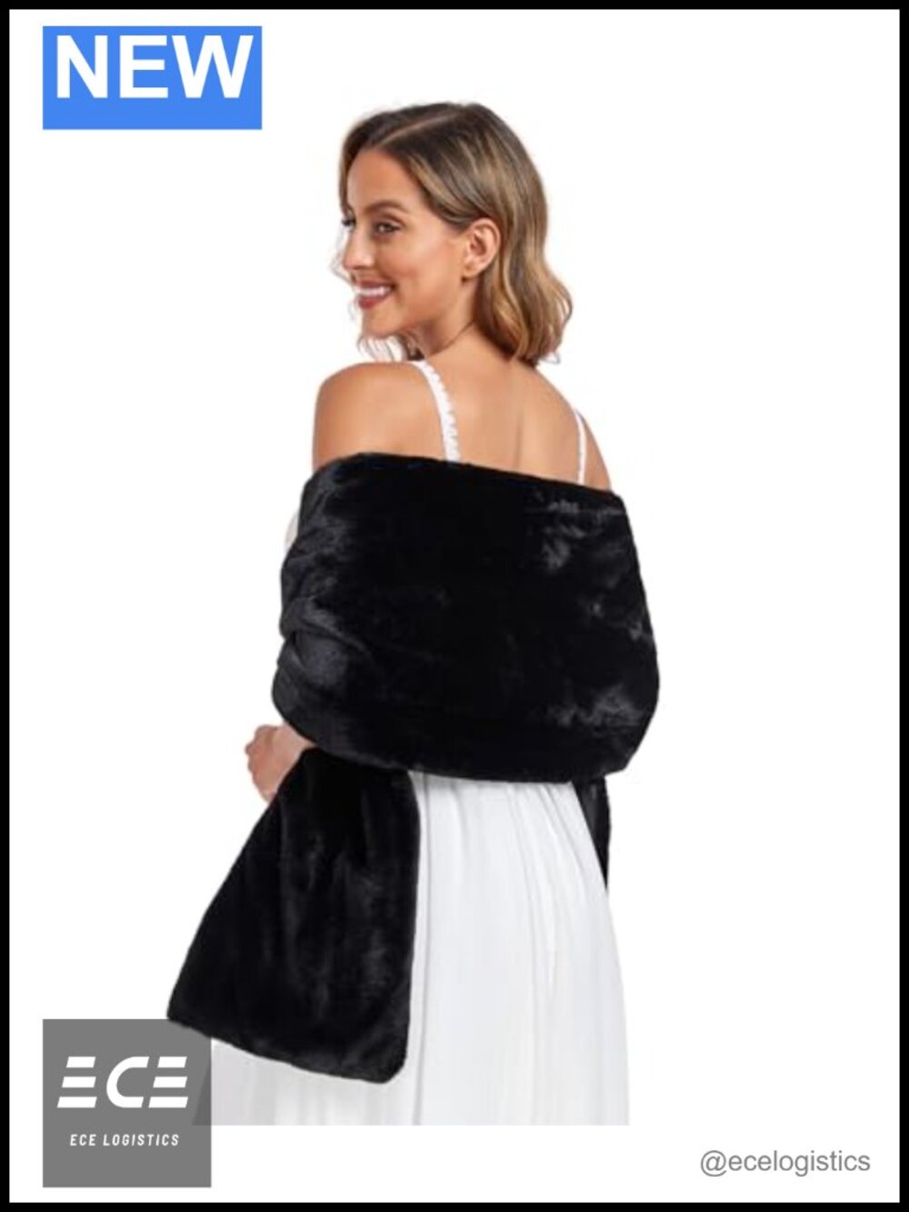 Faux Fur Shawl Wrap Fluffy Winter Scarf for Wedding & Formal Events